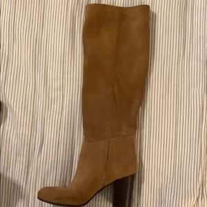 Tan suede knee high boots